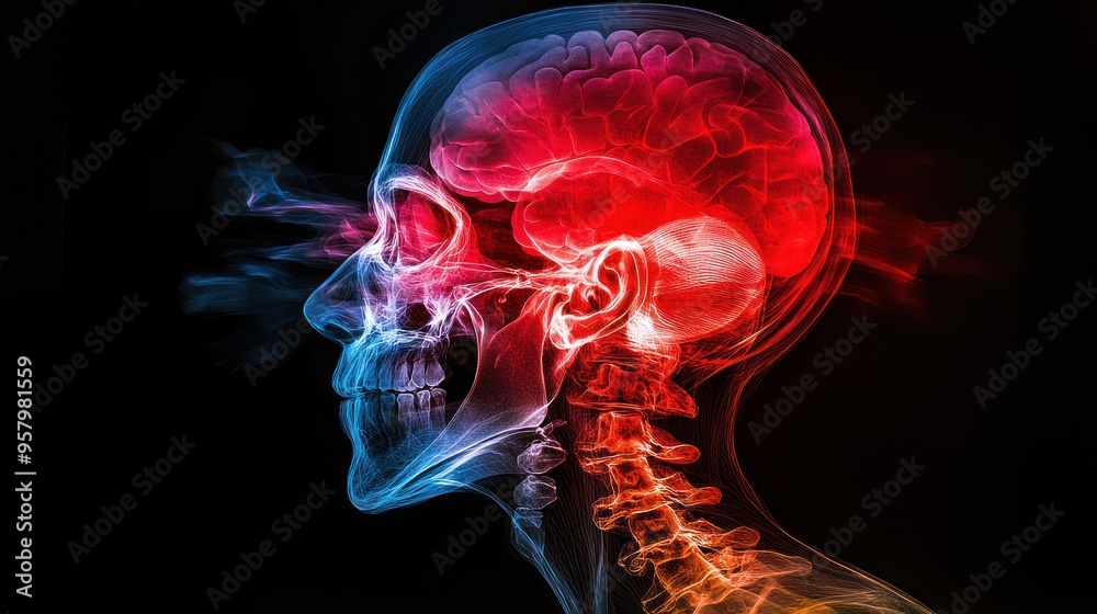A human skull with a glowing brain, symbolizing intelligence and thought. A human skull with a glowing brain, symbolizing intelligence and thought.
