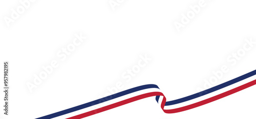 wavy ribbon with american flag color. abstract banner design element for election campaign, patriotic event. transparent png and vector illustration.
