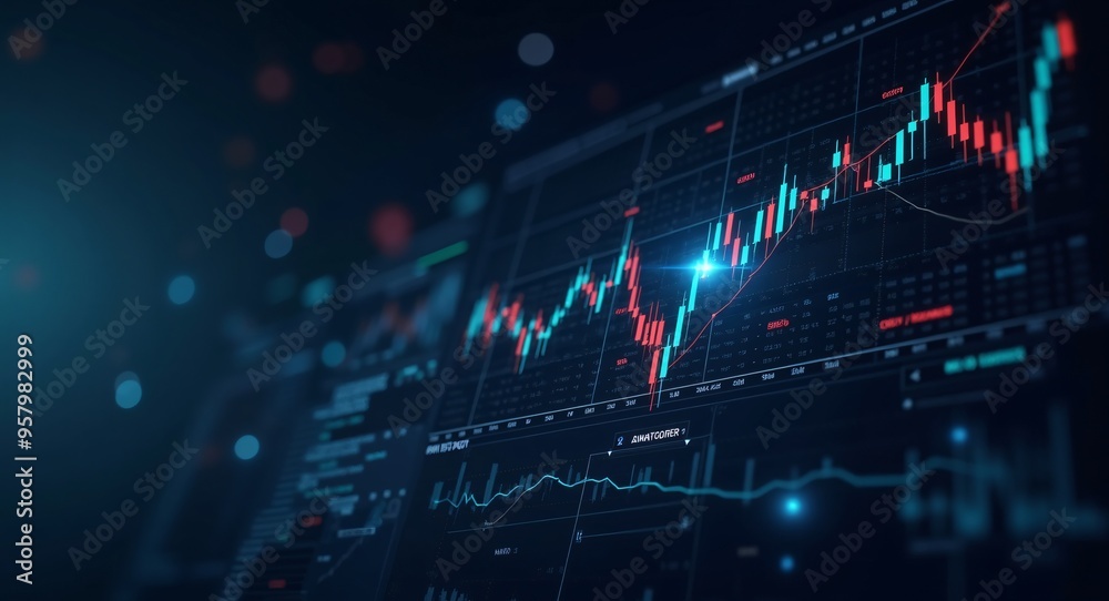 AI powered trading platform, visualizing success and complex financial data in an intuitive way.