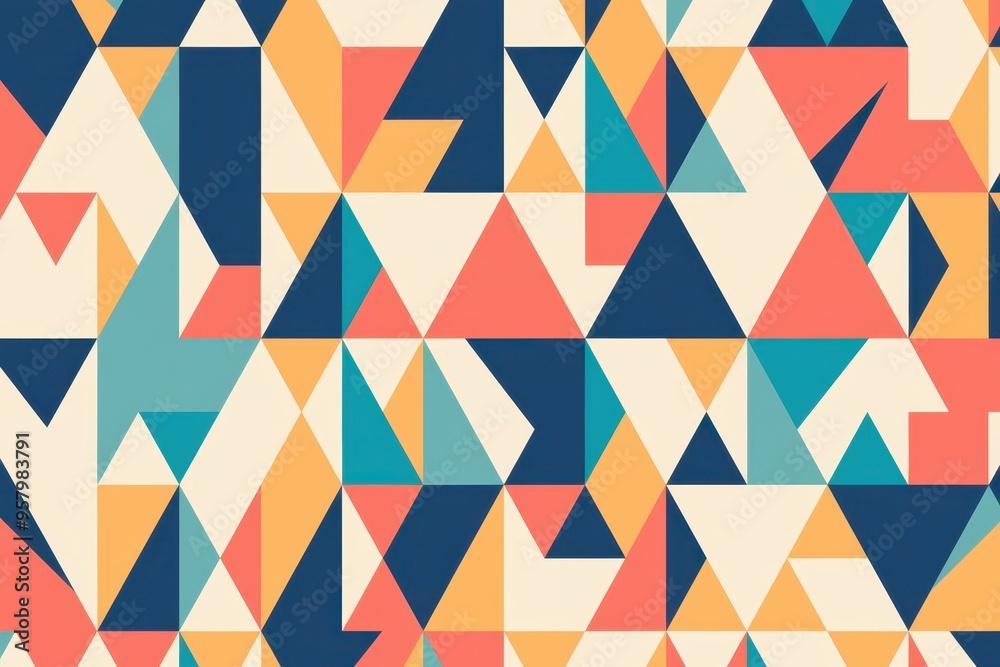 Vibrant geometric pattern featuring colorful triangles and shapes, perfect for modern design projects and creative backgrounds. Vibrant geometric pattern featuring colorful triangles and shapes, perfect for modern design projects and creative backgrounds.
