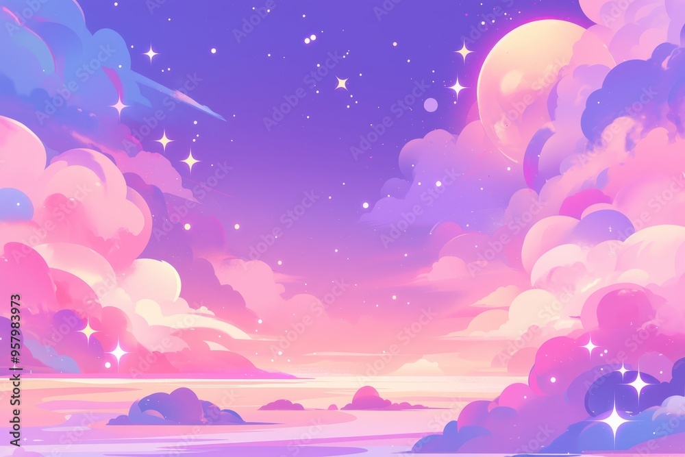 A dreamy landscape showcases serene clouds and a vibrant sunset with gentle colors, capturing the magic of a tranquil evening sky. A dreamy landscape showcases serene clouds and a vibrant sunset with gentle colors, capturing the magic of a tranquil evening sky.