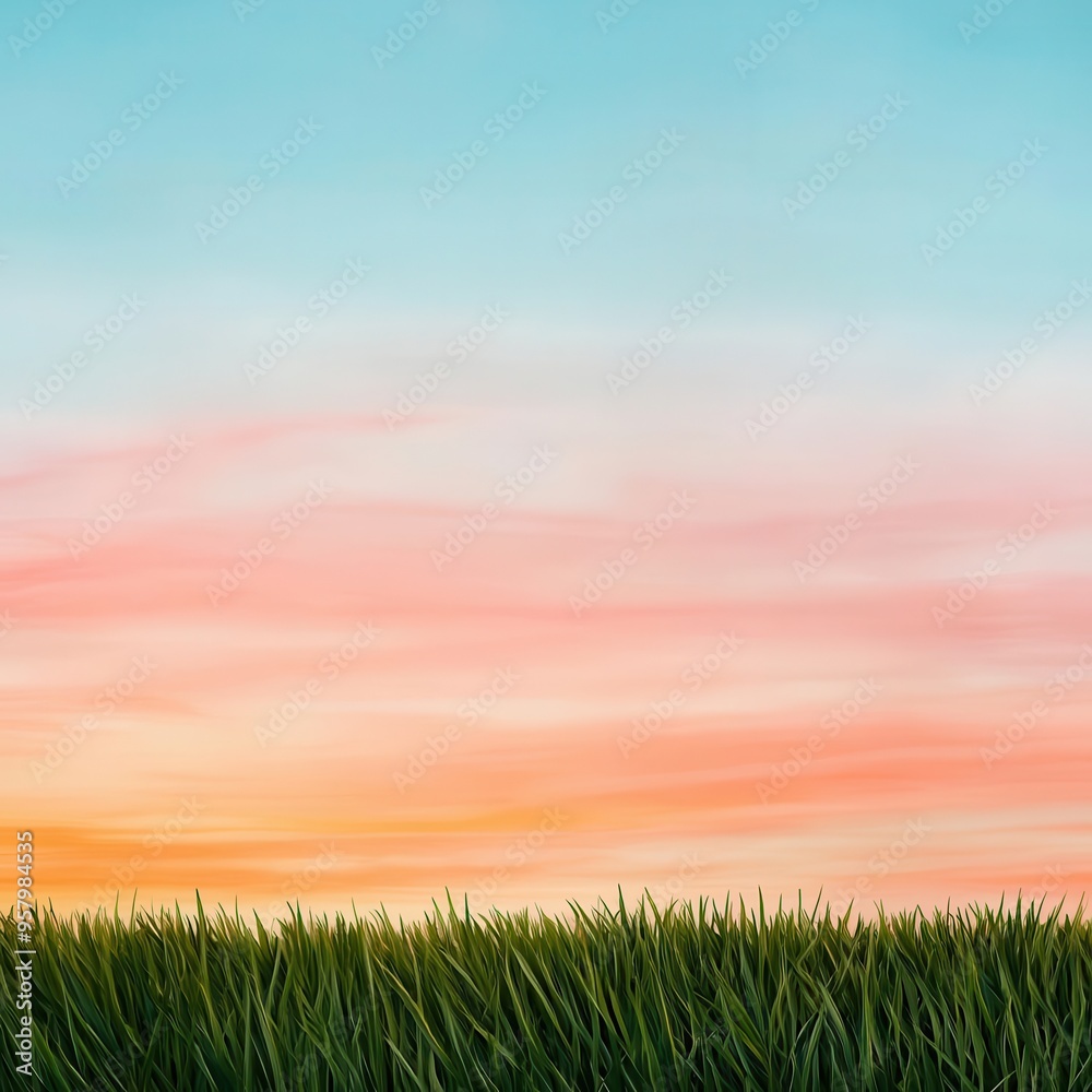 Sunrise over a peaceful meadow, symbolizing the tranquility of new beginnings Sunrise over a peaceful meadow, symbolizing the tranquility of new beginnings