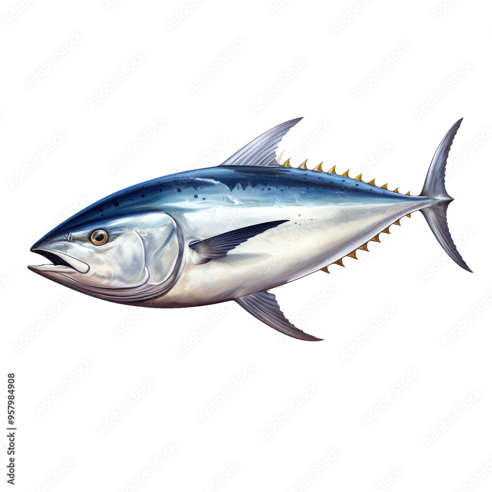 Bluefin Tuna top view on white background Bluefin Tuna top view on white background