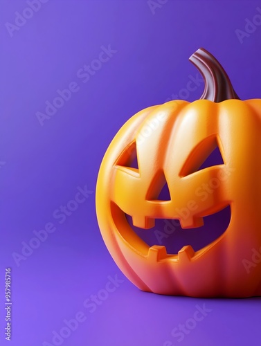 Halloween pumpkin, bright purple background