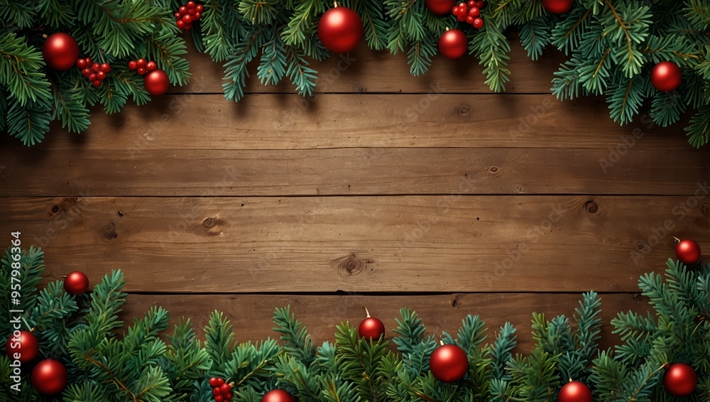 A Christmas square shaped layout background with fir branches A Christmas square shaped layout background with fir branches
