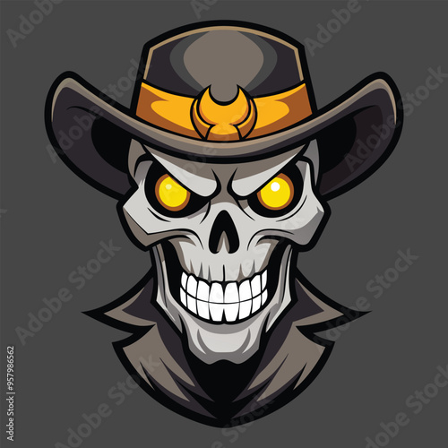 Gangster skull vector illustration. Vintage human skull monochrome concept.