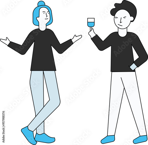 The girl and boy are standing.