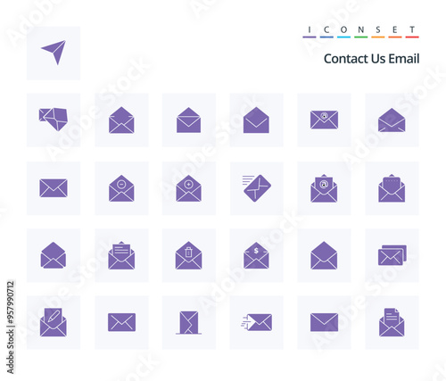 Email 25 Solid Glyph icon pack including mail and envelope