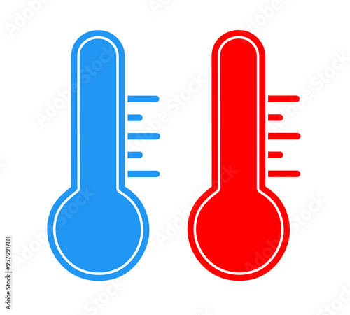 thermometer icon vector on white background. cold temperature and hot temperature icons
