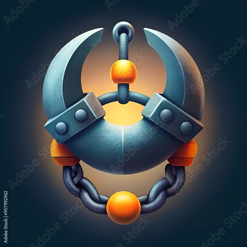 A futuristic 3D grapple icon. perfect for game design. UI elements. or futuristic concept art. photo