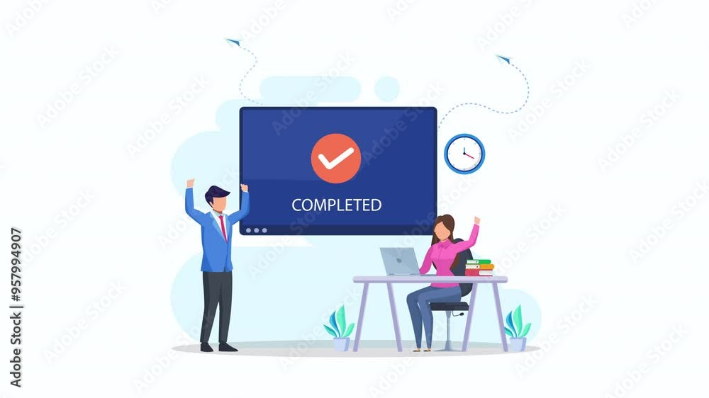 Animation video 2d clip 4k concept complete