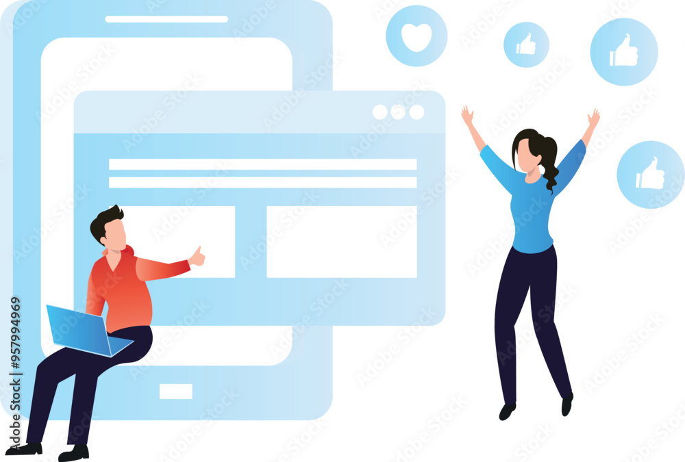 Boy and girl working on affiliate marketing. Boy and girl working on affiliate marketing.