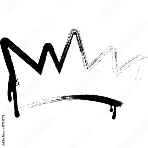 King Crown Sketches. Graffiti Grunge Paint Crown Icon. Vector Illustration