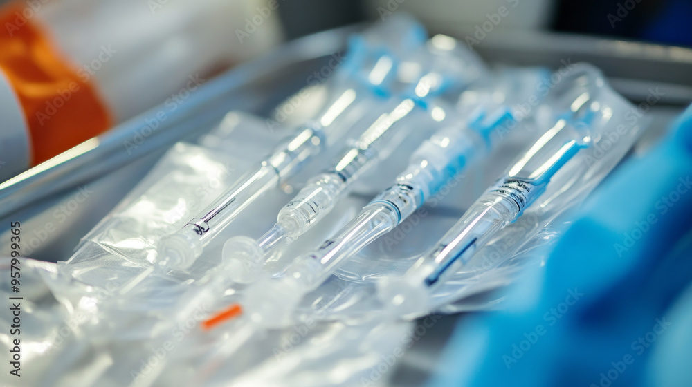 Intricate catheters and devices rest in their sterile setting, ready to restore the rhythm of life. 