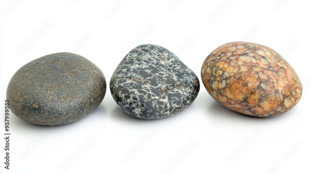 Set of sea stones isolated on a white background, including pebbles from the beach and natural minerals, presented in a high-quality photo. Set of sea stones isolated on a white background, including pebbles from the beach and natural minerals, presented in a high-quality photo.