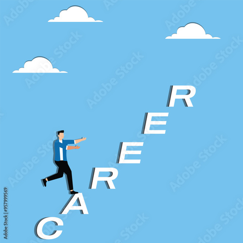 Man runs up the career ladder