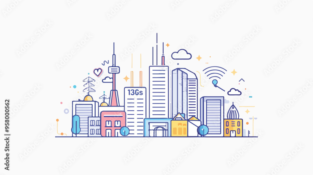 Fototapeta premium 5G Network Simple Style Concept Wireless Connection Technology