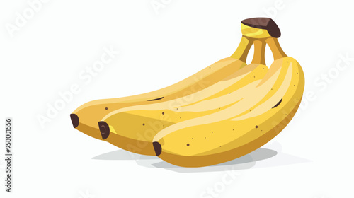 A Bunch of Three Yellow Bananas Depicted in Flat Design