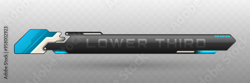 Futuristic Lower Third Banner in Metallic Black, Silver and Teal Color Theme for Video Screen Broadcast Presentation Titles