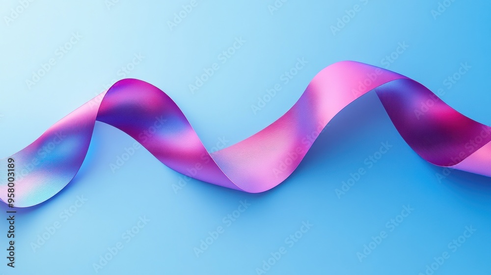 Abstract Pink and Blue Ribbon on Blue Background Abstract Pink and Blue Ribbon on Blue Background