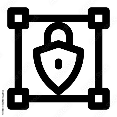 boundary, perimeter, security, cyber security, protection outline icon