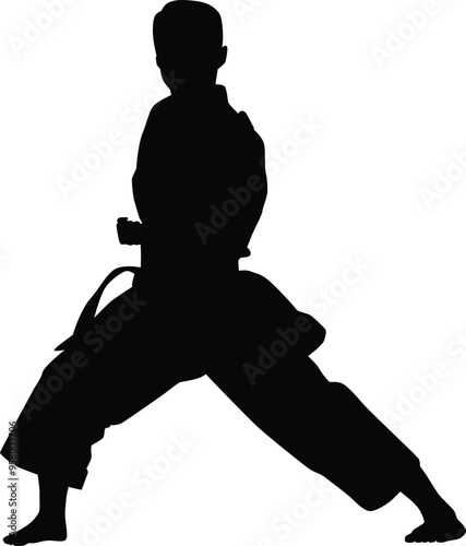 Karate men pose silhouette illustration