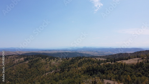 Bild auf Leinwand Very beautiful wooded mountain peaks