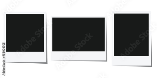 Set of polaroid photo frames isolated on white background. Template photo design. Vector illustration