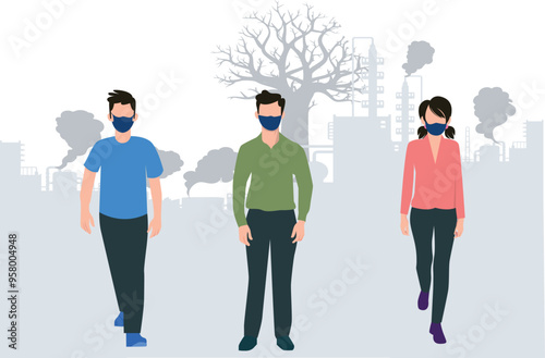 People are wearing masks to avoid air pollution.