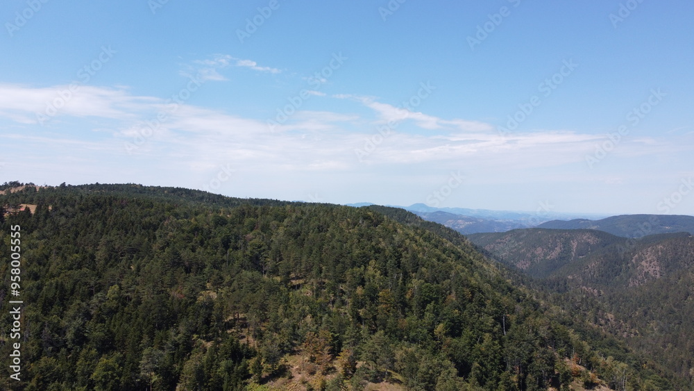 Fototapeta premium Very beautiful wooded mountain peaks
