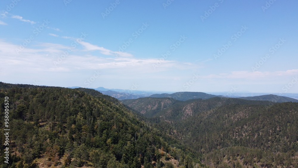 Fototapeta premium Very beautiful wooded mountain peaks