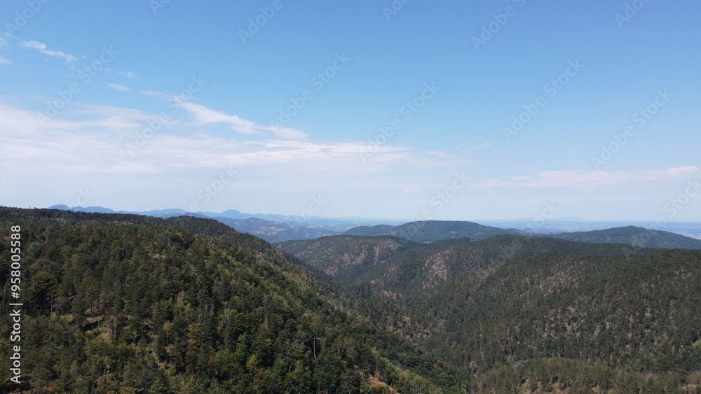 Fototapeta premium Very beautiful wooded mountain peaks