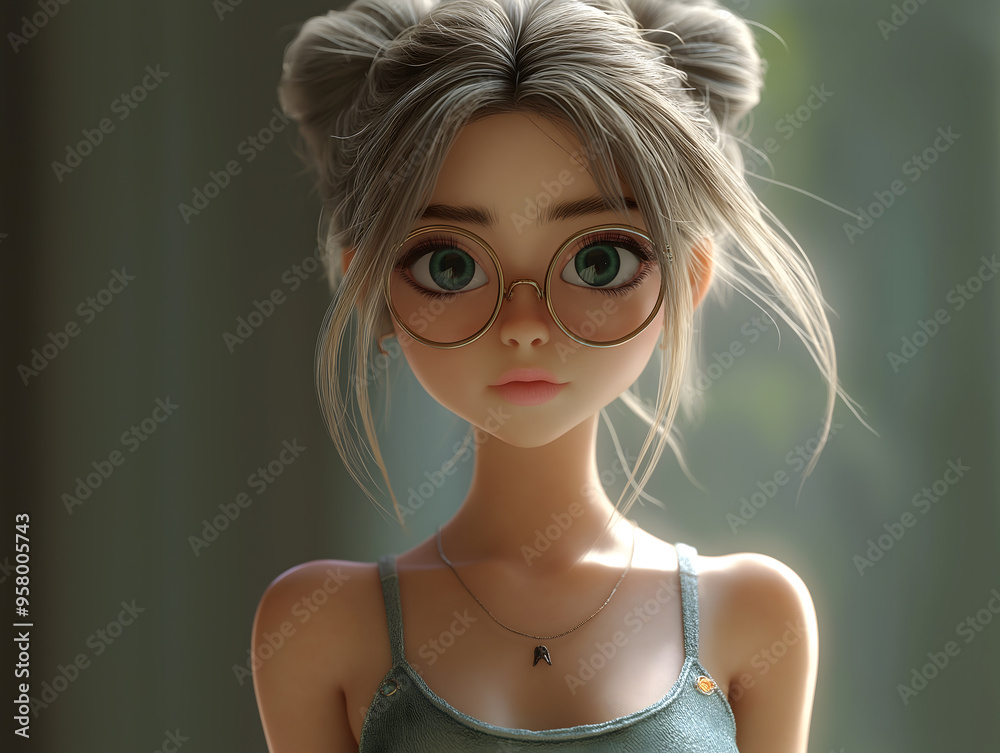 Cute girl, octane render, with a flat background Cute girl, octane render, with a flat background