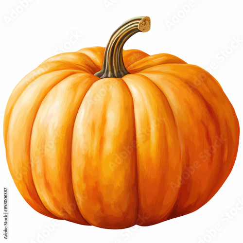 Autumn Harvest Pumpkin Illustration Art Painting Isolated on White Background Perfect for Seasonal Decor and Creative Projects
