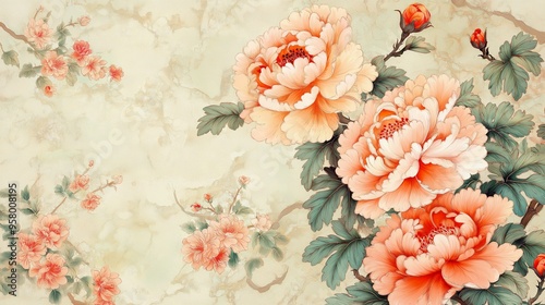 Wallpaper Mural Beautiful floral patterns - Chinese Vintage Style	 Torontodigital.ca