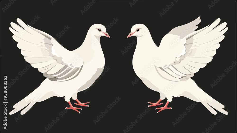 Beautiful White Doves Poster with Two Birds Symbolizing Peace Beautiful White Doves Poster with Two Birds Symbolizing Peace