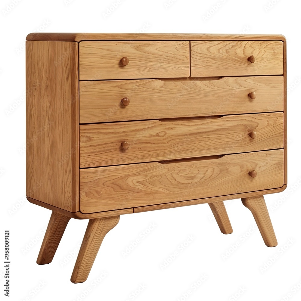 A wooden sideboard with drawers isolated A wooden sideboard with drawers isolated