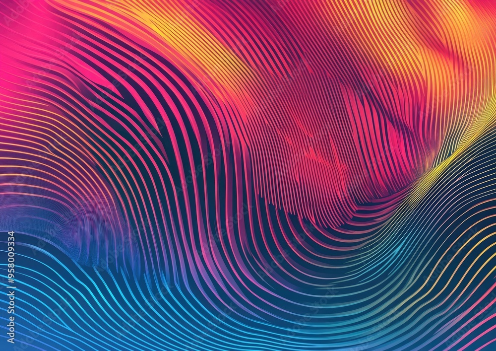 Abstract multicolor striped background design featuring a futuristic wave motion in a line art illustration Abstract multicolor striped background design featuring a futuristic wave motion in a line art illustration