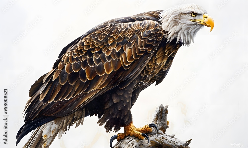 Obraz premium Bald eagle on white background. 