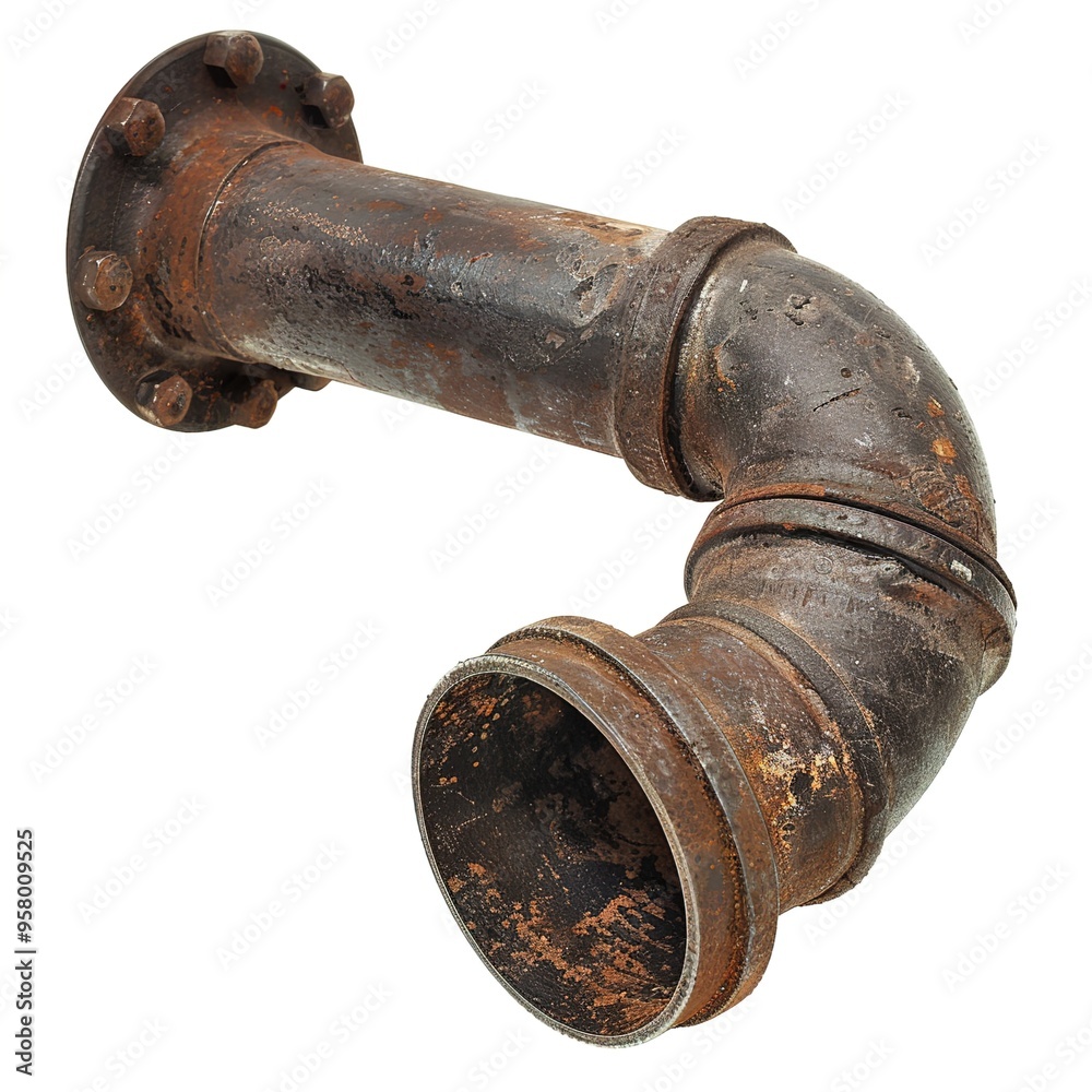 Iron Pipe Elbow for Construction On Transparent Background. Iron Pipe Elbow for Construction On Transparent Background.