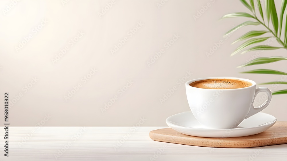 Minimalist food photography of a single cup of coffee with a clean, uncluttered background, highlighting the simplicity and elegance of the coffee presentation Minimalist food photography of a single cup of coffee with a clean, uncluttered background, highlighting the simplicity and elegance of the coffee presentation