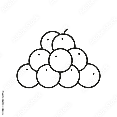 Minimalist black and white illustration of a cluster of grapes. Suitable for wine-themed designs, food-related content, or agricultural symbols...