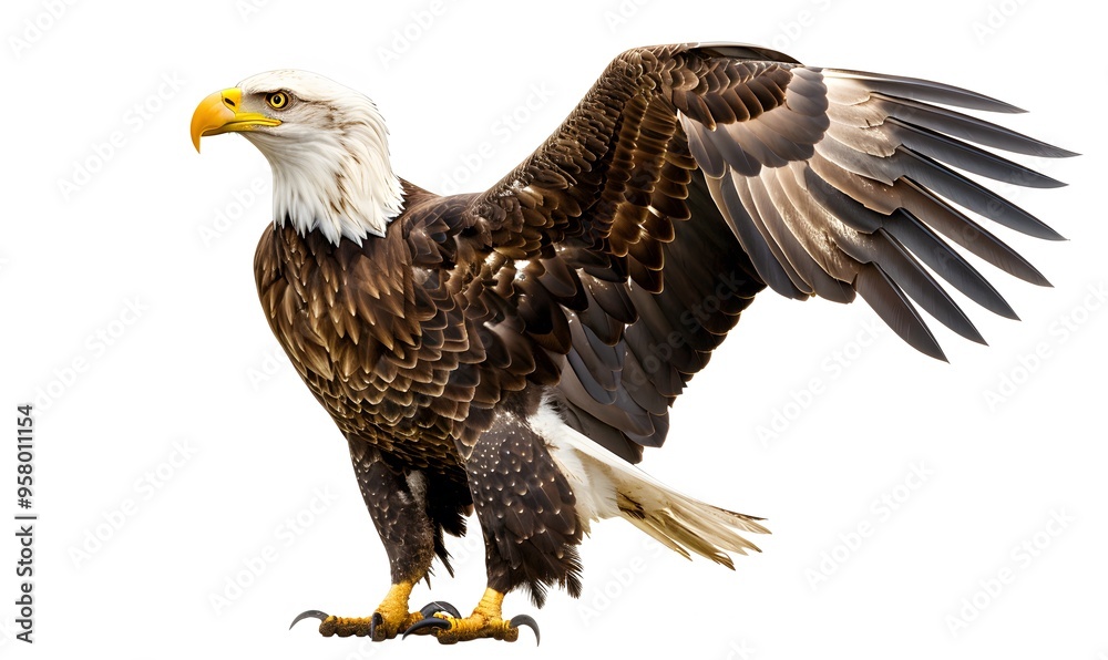 Fototapeta premium Bald eagle on white background.