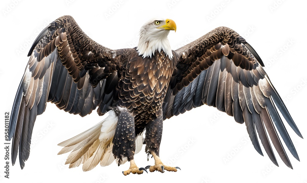 Fototapeta premium Bald eagle on white background. 
