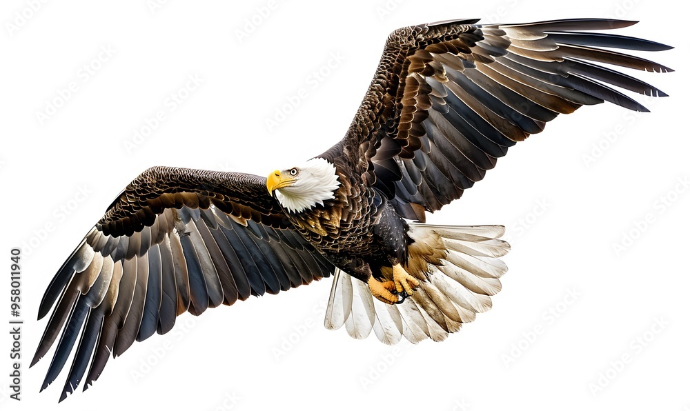Obraz premium Bald eagle on white background.