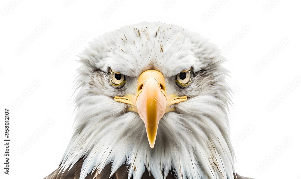 Fototapeta premium Bald eagle on white background.