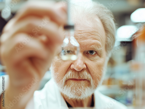 A scientist holds a vial of...