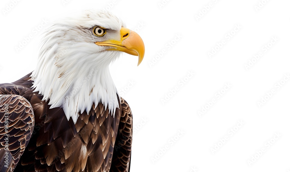 Obraz premium Bald eagle on white background. 