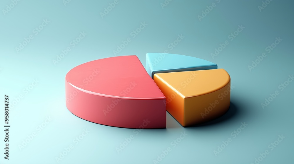 A 3D pie chart in vibrant colors with four segments, visually representing data and analytics in a simple, modern design. A 3D pie chart in vibrant colors with four segments, visually representing data and analytics in a simple, modern design.