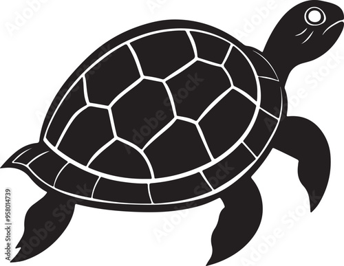 Vector illustration of a turtle silhouette displayed on a white background, highlighting its elegant form